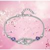 925 Sterling Silver Women's Doppel Herz Purple Diamond Bracelet Silver Accessories Jewelry Bracelet Korean Style