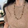 Light Luxury High-End Tiger'S Eye Stone Coffee Color Beaded Necklace Female Maillard Retro Elegant Versatile Neck Chain Sweater Chain