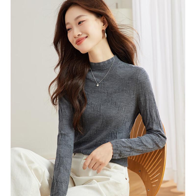 Women's 100% Fine Merino Wool Mock Neck Base Layer Sweater