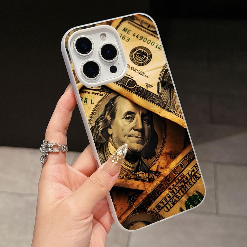 USD Доллар Желе Двойной слой Белый Чехол для Мобильного Телефона для iPhone 17 16 15 14 13 12 11 Air Pro Max Plus Защитный