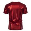 Летняя мужская футболка с глянцевой поверхностью, бронзовая, облегающая, с круглым вырезом, однотонная, с короткими рукавами, пуловер, вечерние, клубные, для выступлений, танцевальная уличная одежда, топ
