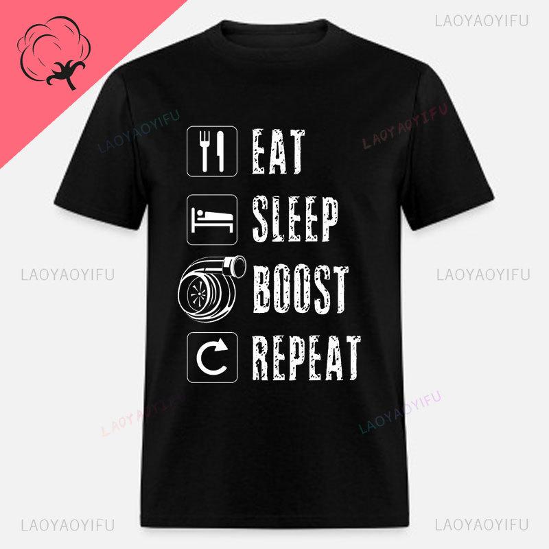 New Boost Turbo Engine Printing TShirt Car Parts Funny Mechanic Cotton Teemen 2024 Summer Fashion Top Personality Mans Clothing