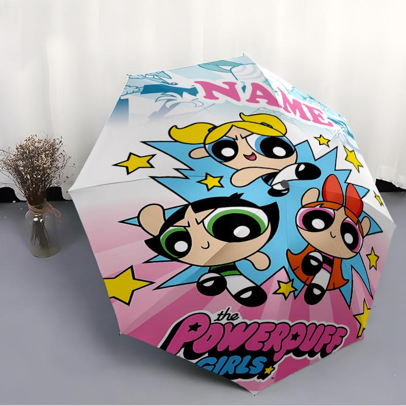 Personalized Name The Powerpuff Girls Print Umbrella - Automatic Open/Close, Eight-Rib Durable Frame, Automatic Folding Umbrella