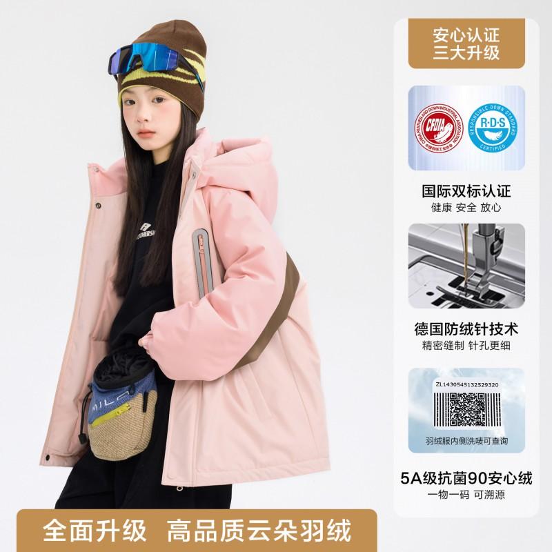 Girls Winter Color Block Ski Jacket Warm Thick Puffer Coat Kids