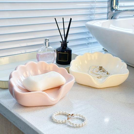 1/2 шт. Мыльница в форме ракушки, поднос для мыла без слива, компактный размер, пластиковая, с функцией автоматического слива, подставка для мыла для ванной