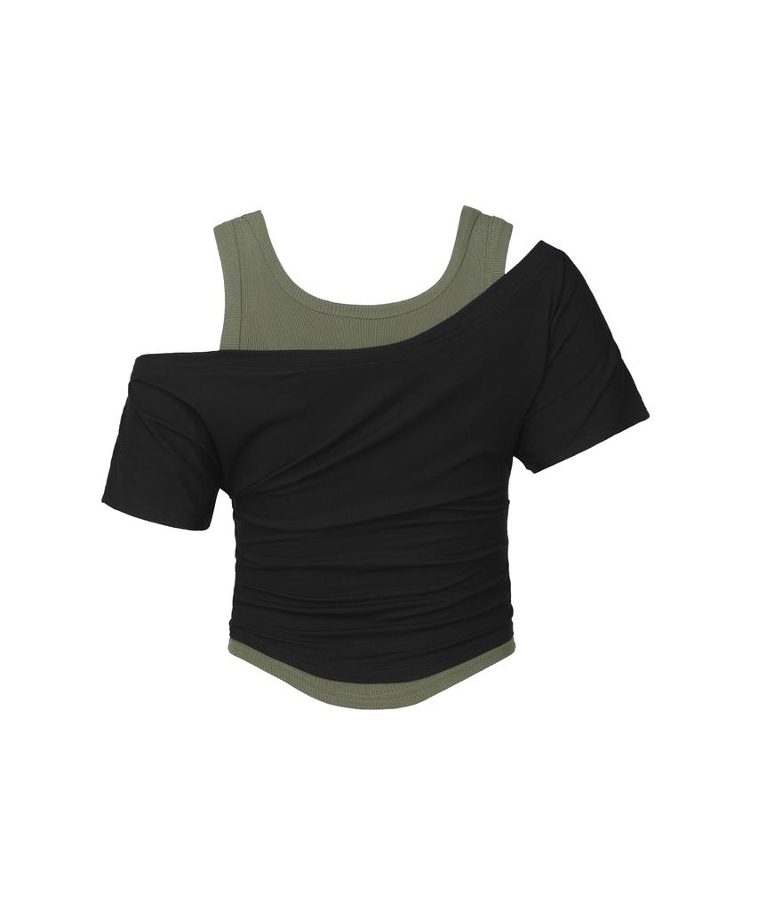 Sekeonmonollogeu Многослойный комплект с открытыми плечами [Черный]_Sewts021Black