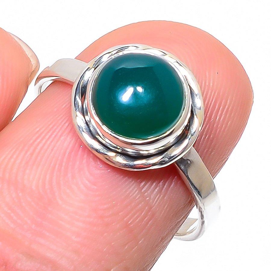 Natural Onex Gemstone Handmade 925 Solid Sterling Silver Gift Ring Size 9 W8b19