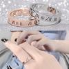 E-commerce Trendy Titanium Steel Couple Rings: Women's Roman Numeral Zircon, Men's Korean Style