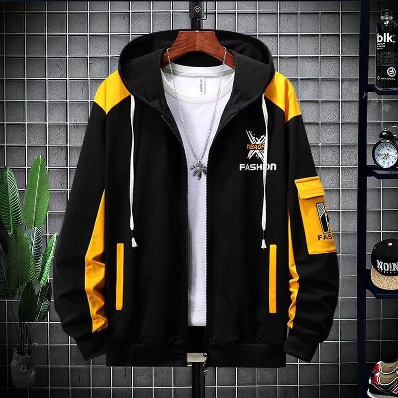 Мужской модный кардиган-свитер с капюшоном - повседневная куртка на весну/осень для подростков и студентов