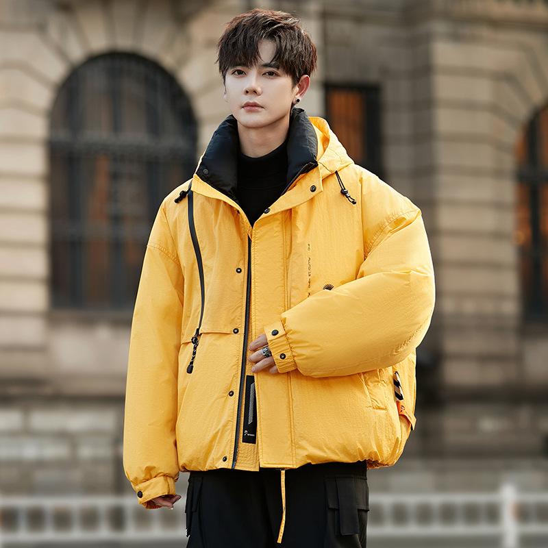 Пуховик мужской зимний молодежный новый модный бренд с капюшоном спортивная студенческая куртка инструментальная короткая модная