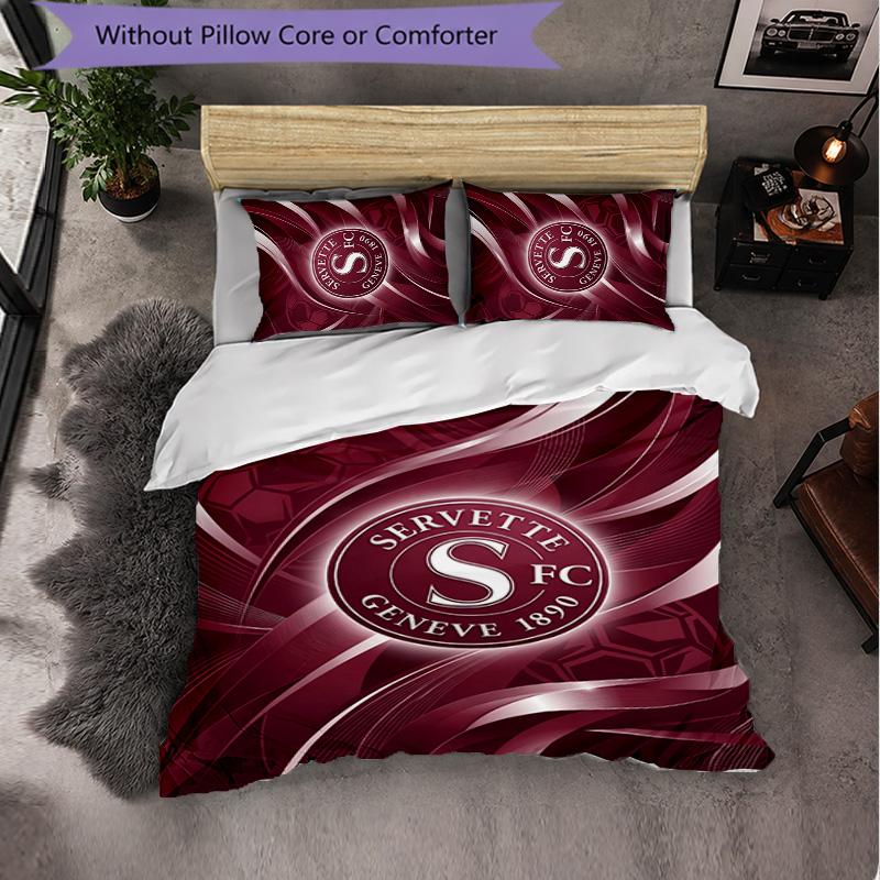 Servette FC Themed Bedding 3Pcs Duvet Cover Set Decorative Bed Linen For Teen Room Home Decoration