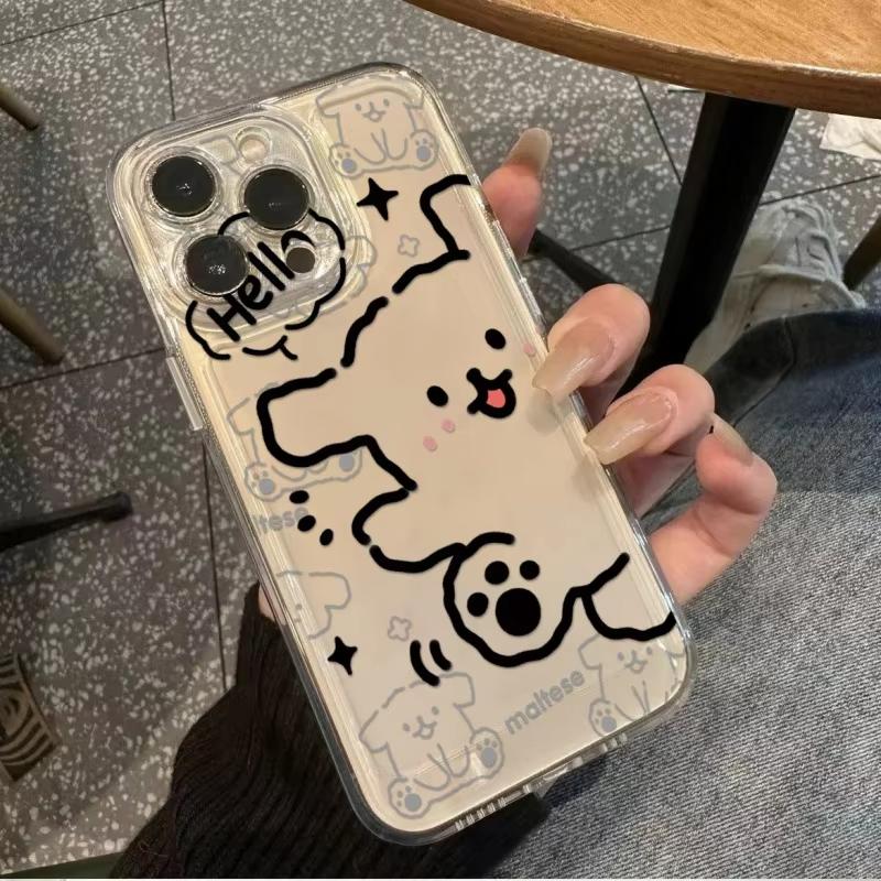 Милый мальтийский пес Привет Принт Чехол для телефона для iPhone 17 16 15 14 13 12 11 16E Серии Pro Max Plus Двухслойная защита