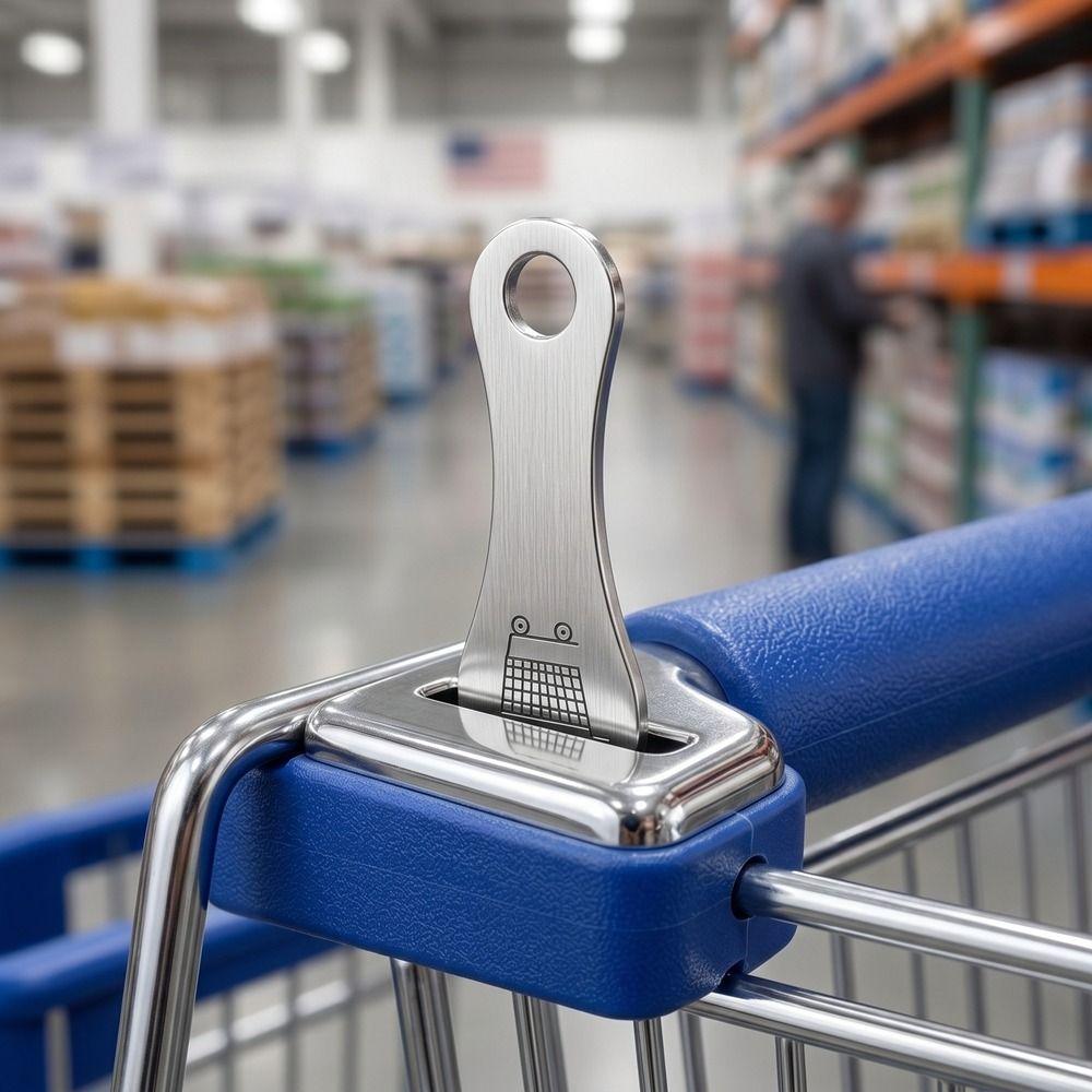Metal Ring Trolley Key Holder Stainless Steel Supermarket Keyring Shopping Cart Keychain Home