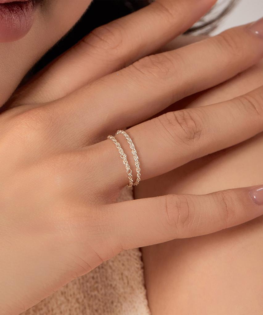 Helene Jewelry Серебряное кольцо с плетеной цепочкой-веревкой 925 пробы (Тип Б)