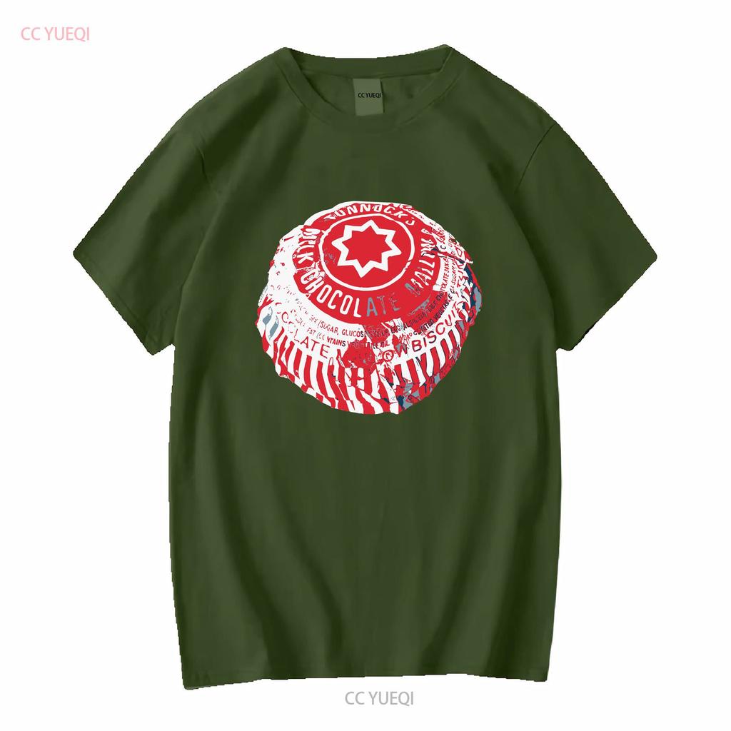 Tunnocks Tea Cake Pop Art White and Red Design T Shirt long or short sleeves vintage Washed designer clothes Comfortable