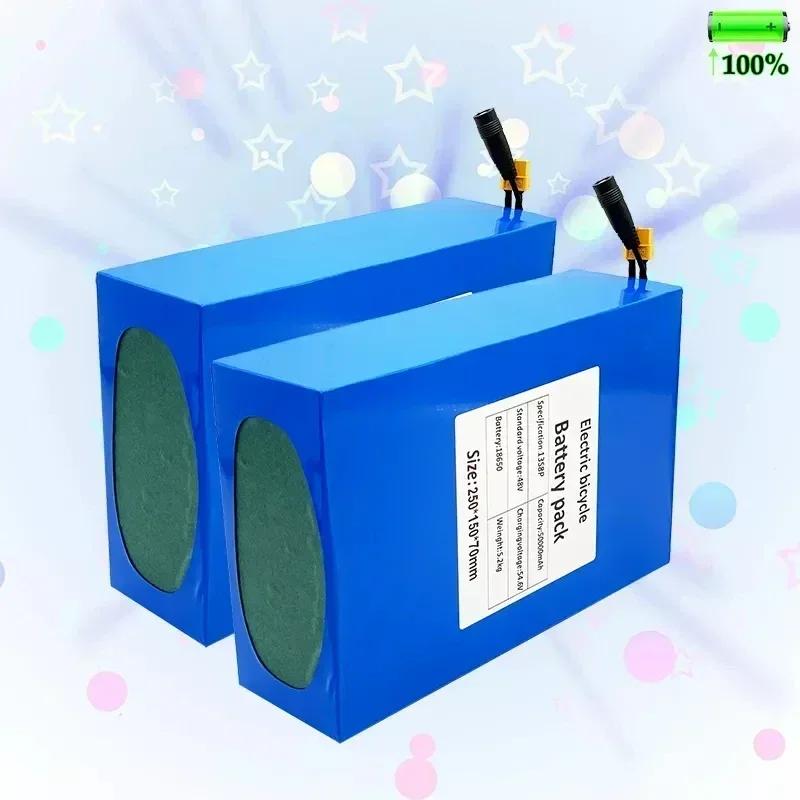 Super Durable 48V 50000mAh Battery 18650 13S8P Lithium Battery Pack 1000W Power Battery Built-in 50A BMS with Charger