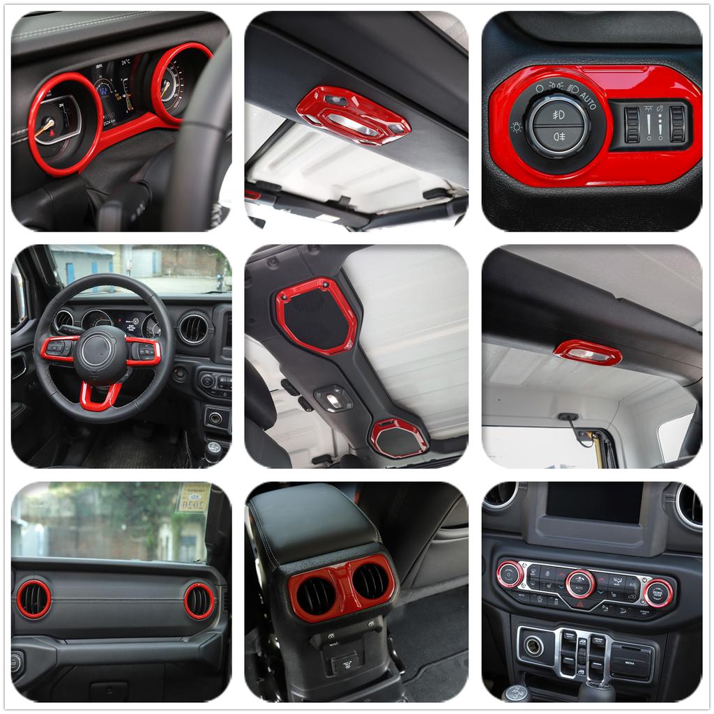 Car Steering Wheel Air Outlet Roof Speaker Decoration Cover Trim Kit for Jeep Wrangler JL 2018-2025 2026 Interior Accessories