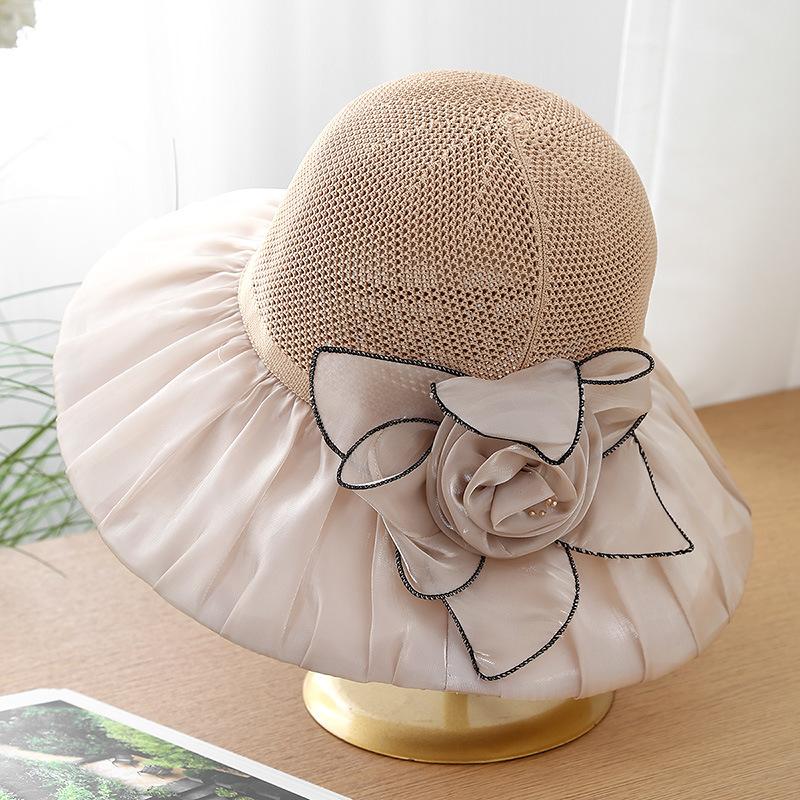 New bucket hat women's summer flower visor UV protection beach hat big brim fashion hat foldable mother