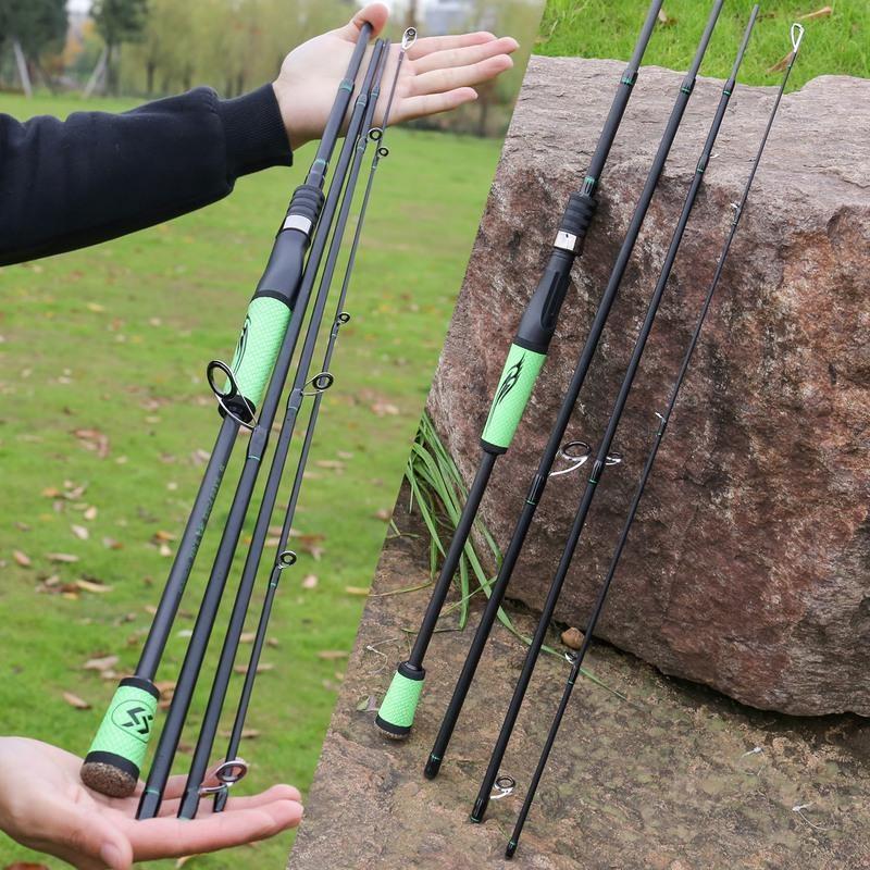 Fishing Rods 2.1/2.4M Portable Carbon Fiber Spinning Fishing Pole Travel Saltwater Freshwater Rod