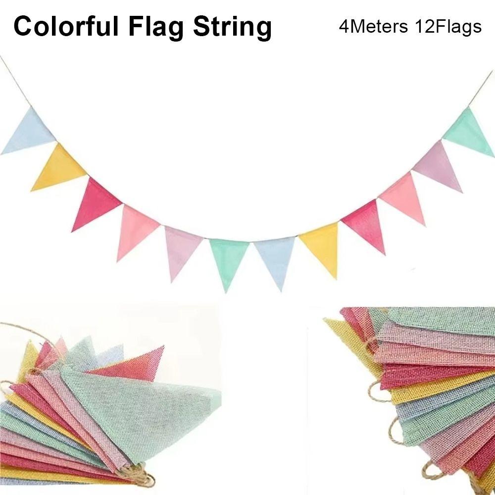 1Pcs 12 Flags Colorful Flag String  for Happy Birthday Party Wedding Decoration
