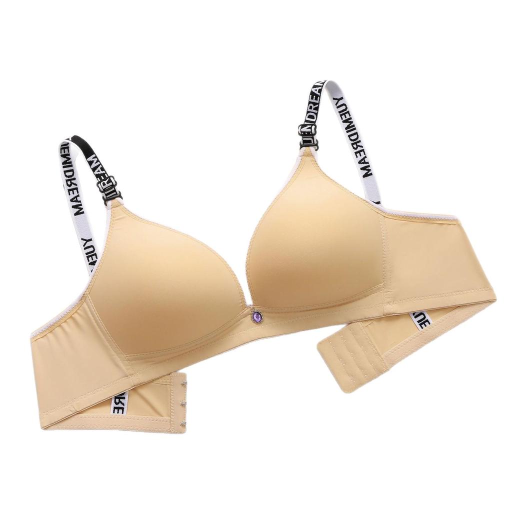 Skin-Friendly Wire-Free Push-Up Bra with Fashion Letter Straps for Women - Soft, Comfortable, and Breathable