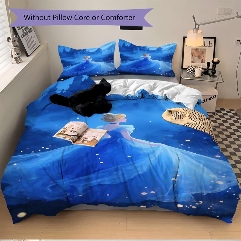 Cinderella'S Journey Print 3Pcs Bedding Setduvet Cover With 2 Bedropillowcase Home Birthday Gift