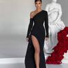 2024 Cross-Border Autumn/Winter Sexy Off-Shoulder Slit Long Dress