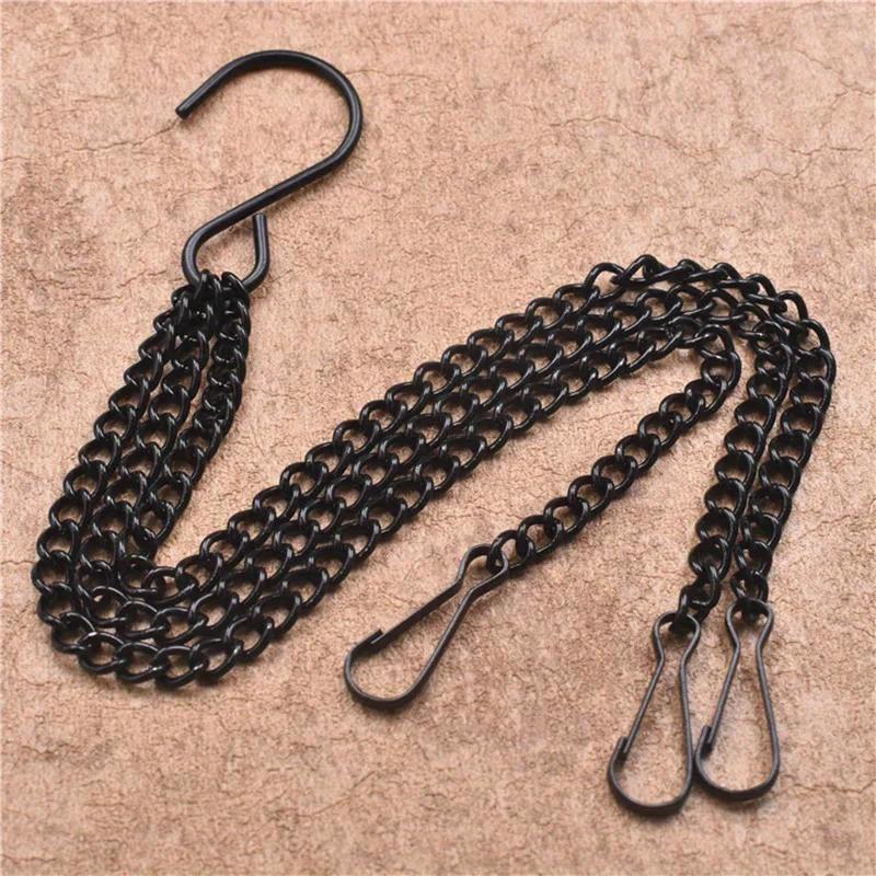 Iron Flower Basket Hanging Chain With Hook For Garden Home Decoration Multifunctional Black Chain DIY Fashion Garden Accessories