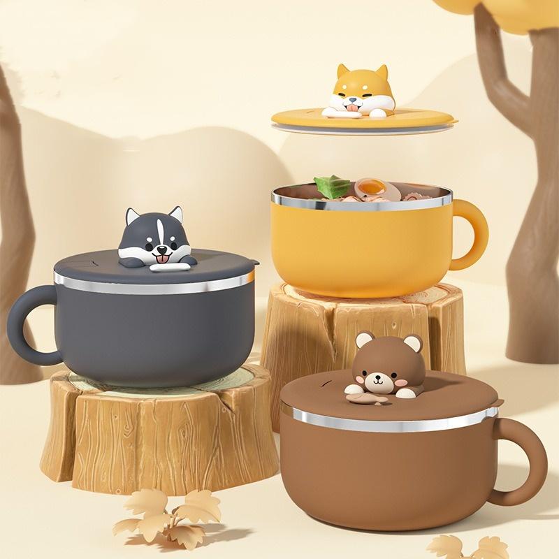 Миска для лапши быстрого приготовления из нержавеющей стали 304 с функцией держателя для мобильного телефона и отверстием для фильтра, суповая миска для студентов общежития