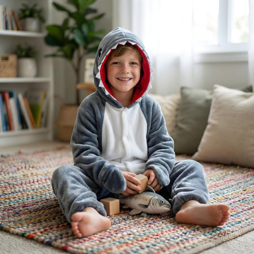 Piżama Onesie Kigurumi Kostium Przebranie Rekin Dzieci 95 - 105Cm
