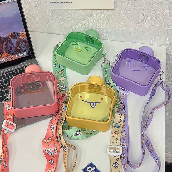 380 мл бутылка для воды герметичная пластиковая бутылка большой емкости с милым выражением плоская бутылка для воды для девочек