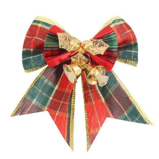 Рождественский бант-подвеска с колокольчиками, звонкий цветной бант из ленты, подвесное украшение на елку, подарок ручной работы, веселое рождественское украшение для дома