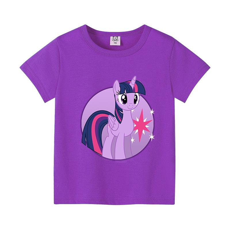 Девочки Футболки My Little Pony Кавайный Мультяшный Рисунок Принт Топы Летние Детские Повседневные Короткий Рукав Милые Детские Одежда Для Девочек