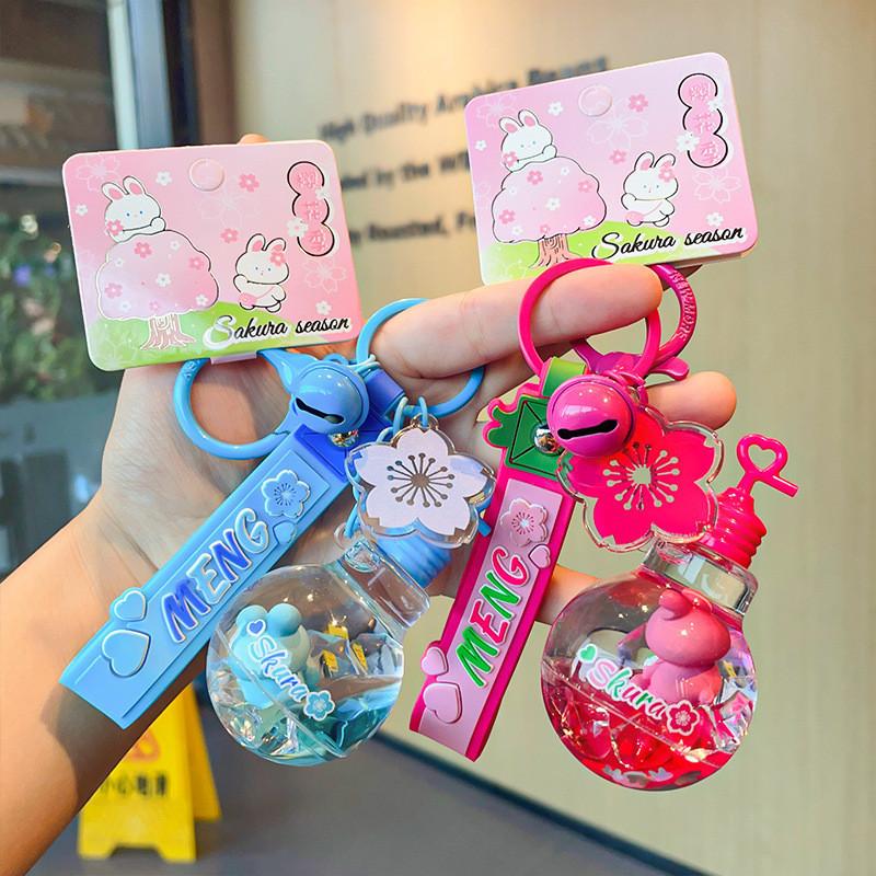 Очаровательный брелок-кролик на сезон сакуры, восхитительный брелок для сумок и машин