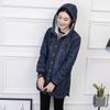 Autumn Winter Denim Jacket for Women Hooded Velvet Thick Jeans Jacket Female Windbreaker Long Coat Student Outerwear