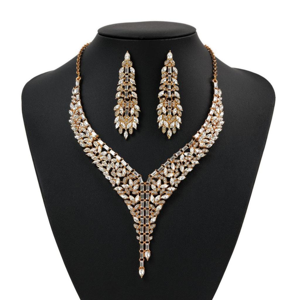 Роскошный ювелирный набор с бриллиантами для вечернего платья: Высококлассные серьги с кисточками и ожерелье для свадеб