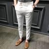 Men's Summer Slim-Fit Korean Style Nine-Point Suit Trousers - Trendy White Casual Pants