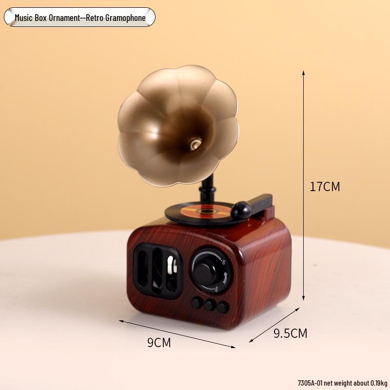 Creative Retro Wind-up Music Box for Home & Shop Decor, Photography Props