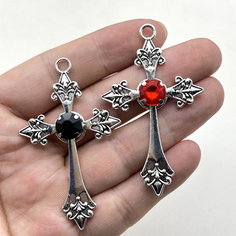 Zinc Alloy Red Brick Cross Pendant for DIY Jewelry