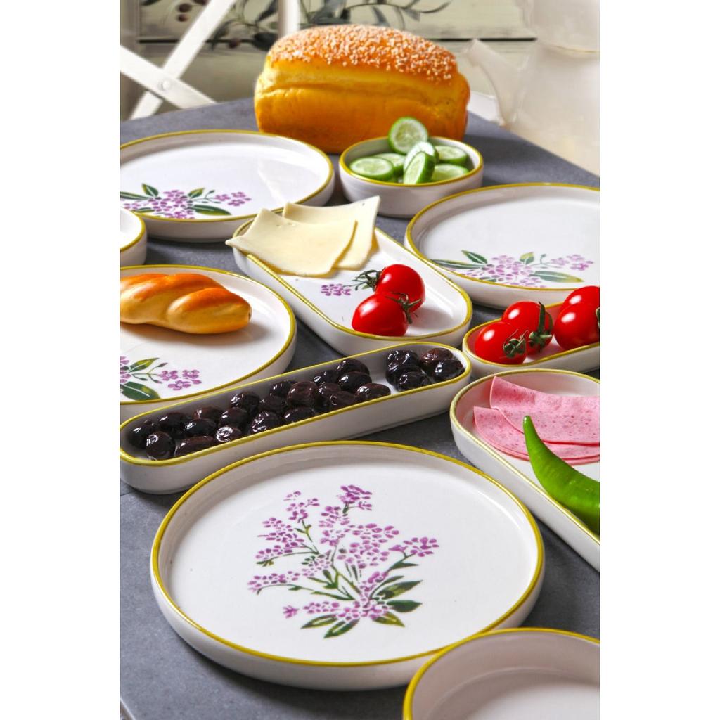 14 Piece Stackable Petal Leaf Breakfast Set For 6 Persons Handmade Special Design Breakfast Set