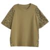 DIMANAF 2025 Летние Топы Большого Размера Хлопковая Футболка с Кружевом и О-образным Вырезом Женские Однотонные Футболки с Коротким Рукавом Свободного Кроя