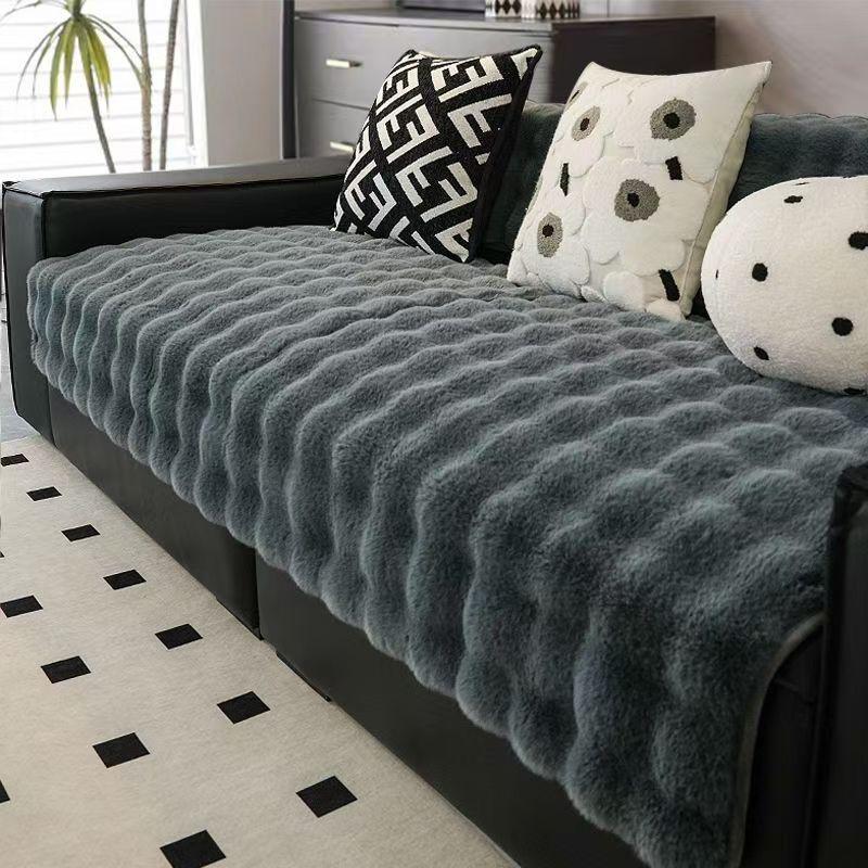 Зимний утолщенный плюшевый диванный плед однотонный плюшевый плед из кролика диванная подушка угловые мягкие чехлы для гостиной скандинавский декор чехол на диван