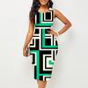 Женское платье Sling SummerBlock Splicing Print Dresses Tight Sleeveless Slim Fit Sexy Fashion Top Clothing