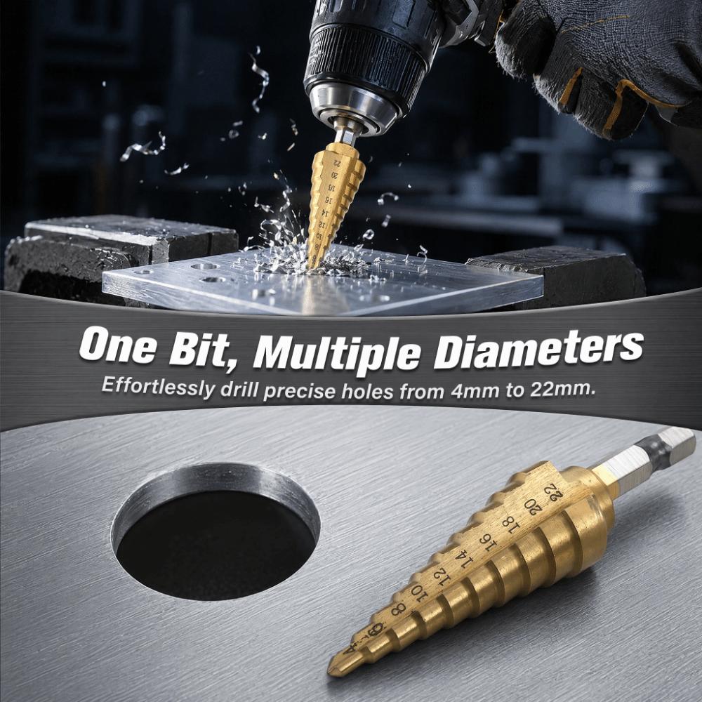 Titanium Coated Hole Cutter Hex Shank Power Tools Durable Step Drill Bit Metal