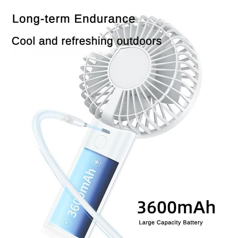 New USB Low Noise Small Fan Outdoor Portable Handheld Fan Intelligent Digital Display 100 Speed Infinitely Adjustable Fan 106*38*213mm