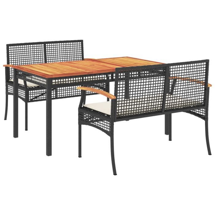 VidaXL Ensemble à Manger de Jardin avec Coussins 3 pcs, Table et Chaise de Terrasse, Meubles de Patio, Mobilier d'Extérieur, 3213566