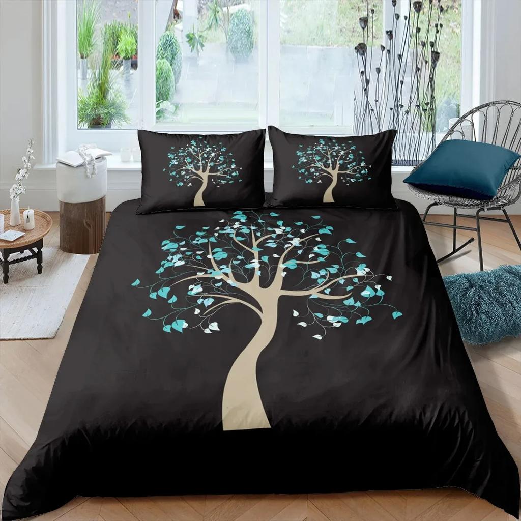 Nature Duvet Cover Psychedelic Tree of Life Gothic Background King Polyester Bedding Set Digital Print