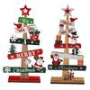 Christmas Sign Tabletop Decorations Tree Shaped Wooden Santa Snowman Gift Boxes Table Decor for Farmhouse Tiered Tray Desk Mantel Shelf