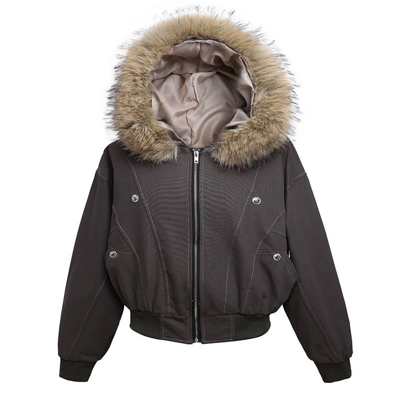 Retro Autumn and Winter Metal Buckle Design Hooded Jackets Men's Thick and Warm Hooded Cotton Jacket Long Sleeved