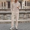 Men's Autumn Casual Button Up Shirt Long Sleeved Long Pants Set